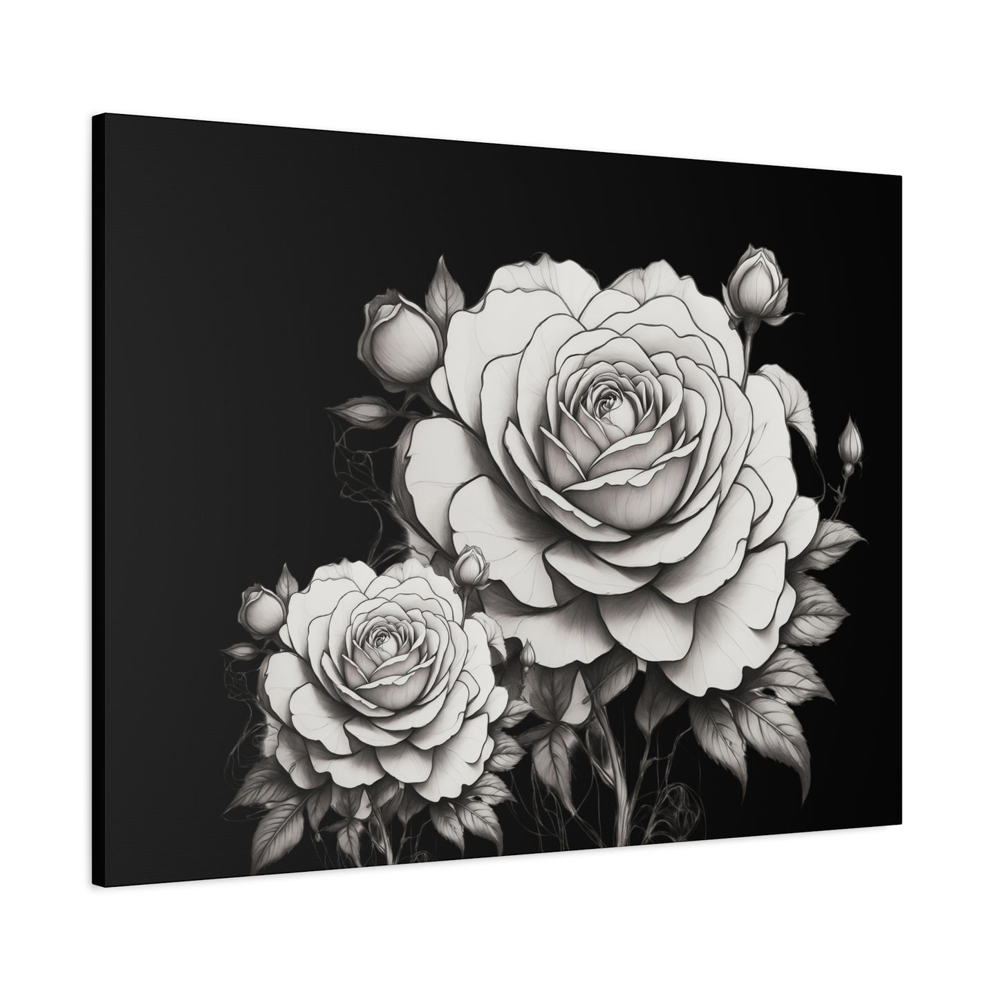 Monochrome Rose Canvas Print — Black & White Floral Wall Art