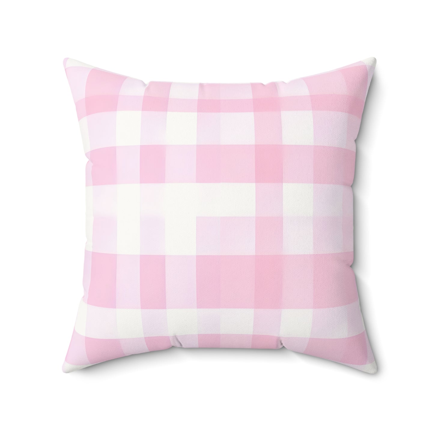 Pink Buffalo Check Pillow — Faux Suede Square Decorative Throw Pillow