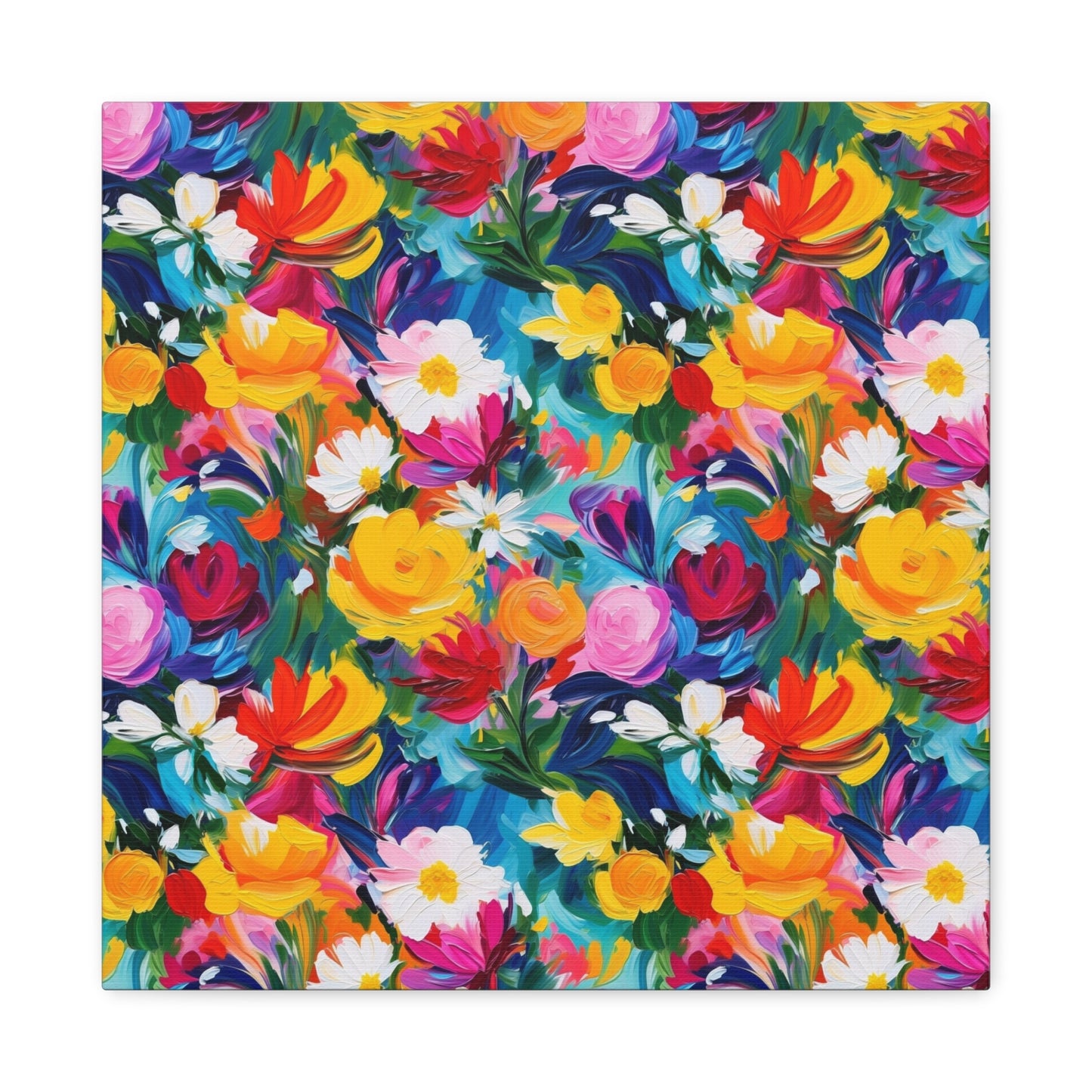 Vibrant Floral Matte Canvas Wall Art — Colorful Garden Print, Stretched 1.25"