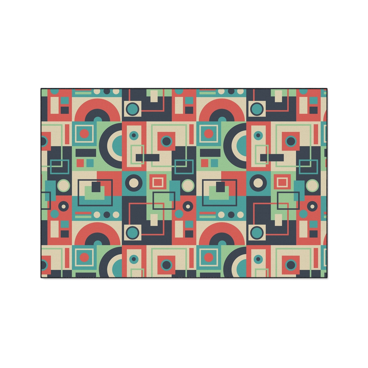 Retro Geometric Heavy Duty Floor Mat — Mid-Century Modern Entryway Rug