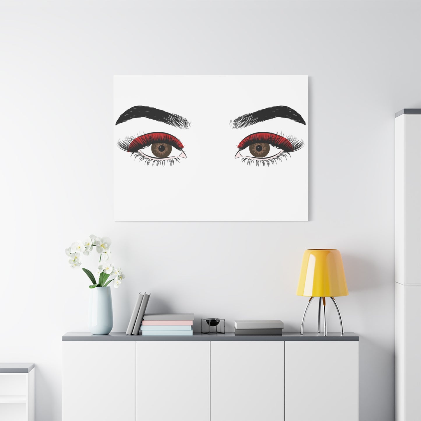 Red Lashes Wall Art Canvas — Glam Eyes Makeup Decor