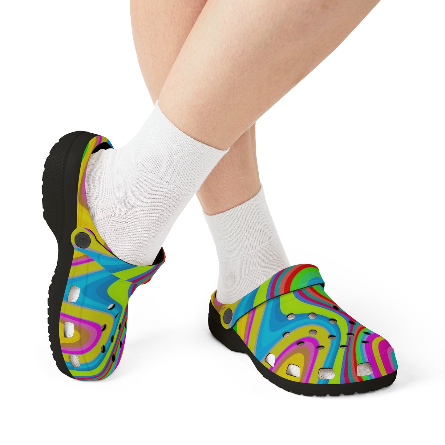 Colorful Swirl Clog Shoes — Vibrant Tie-Dye EVA Foam Slip-Ons