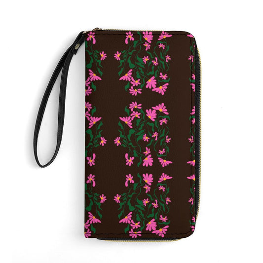 Leather Wallet with Wristlet Strap (2 Pictures on 2 Sides)