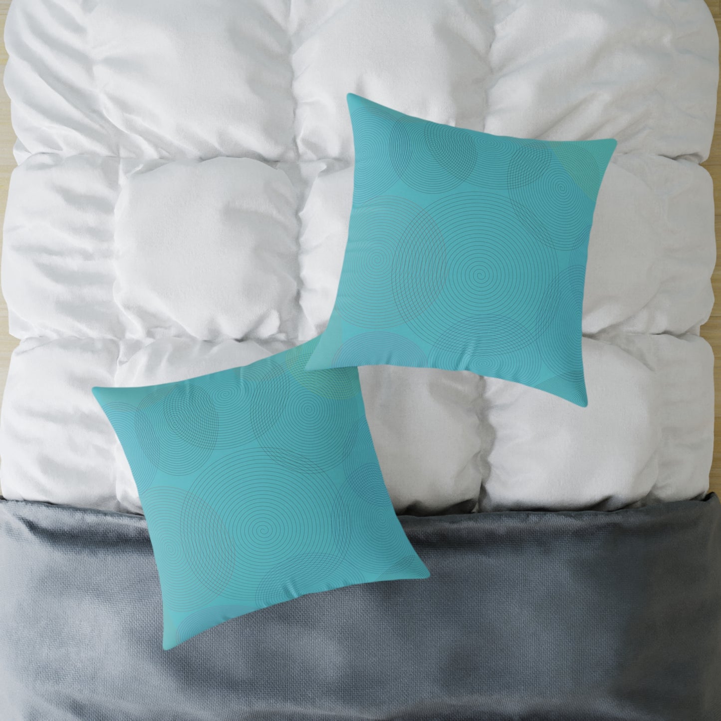 Turquoise Geometric Circle Accent Pillow — Modern Square Throw Pillow