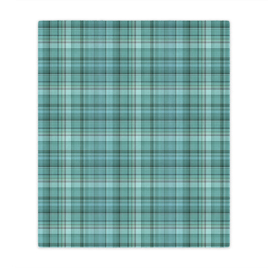 Teal Plaid Minky Blanket — Soft Cozy Plaid Throw for Home, Travel & Gifts