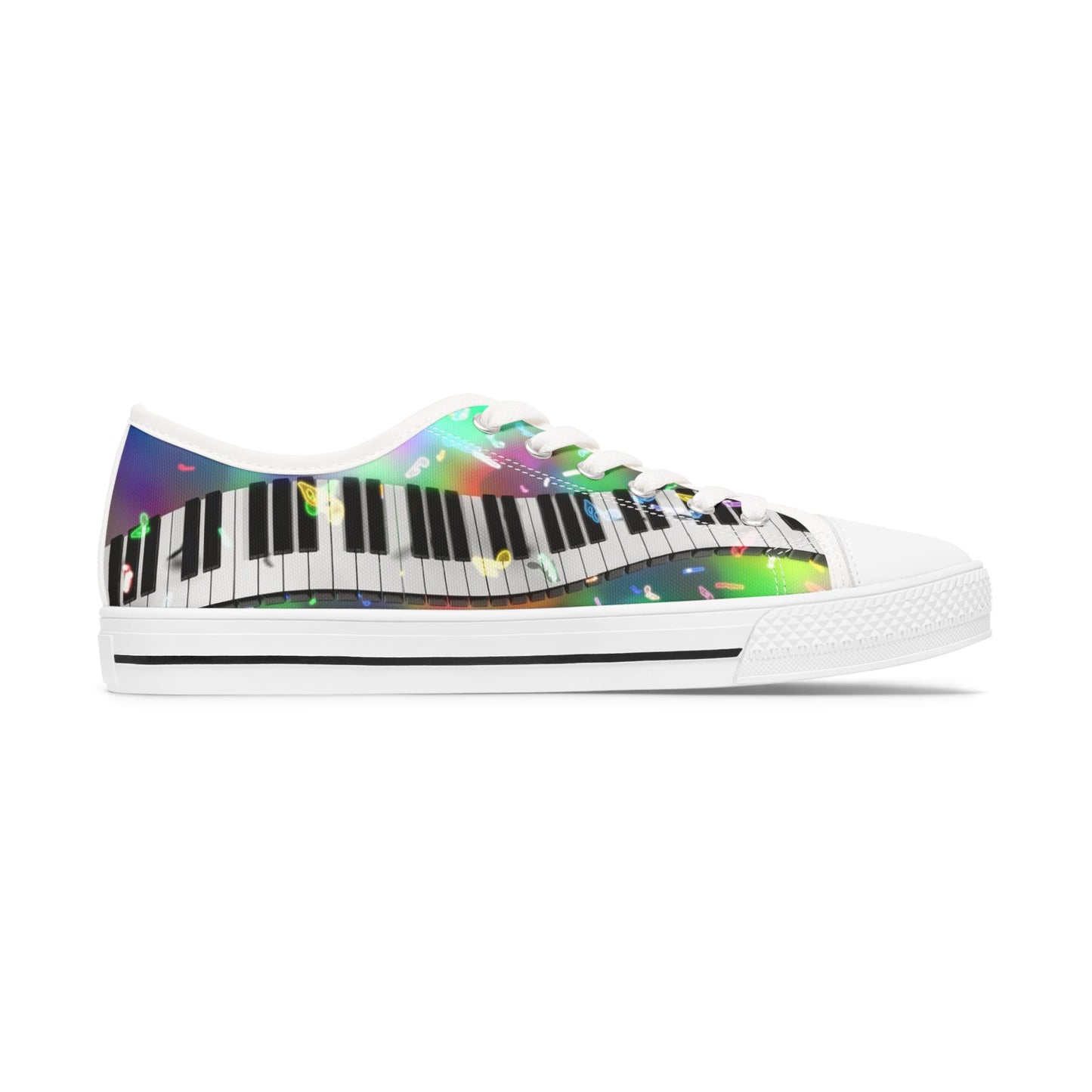 Piano Keys Low Top Sneakers — Colorful Musical Canvas Shoes