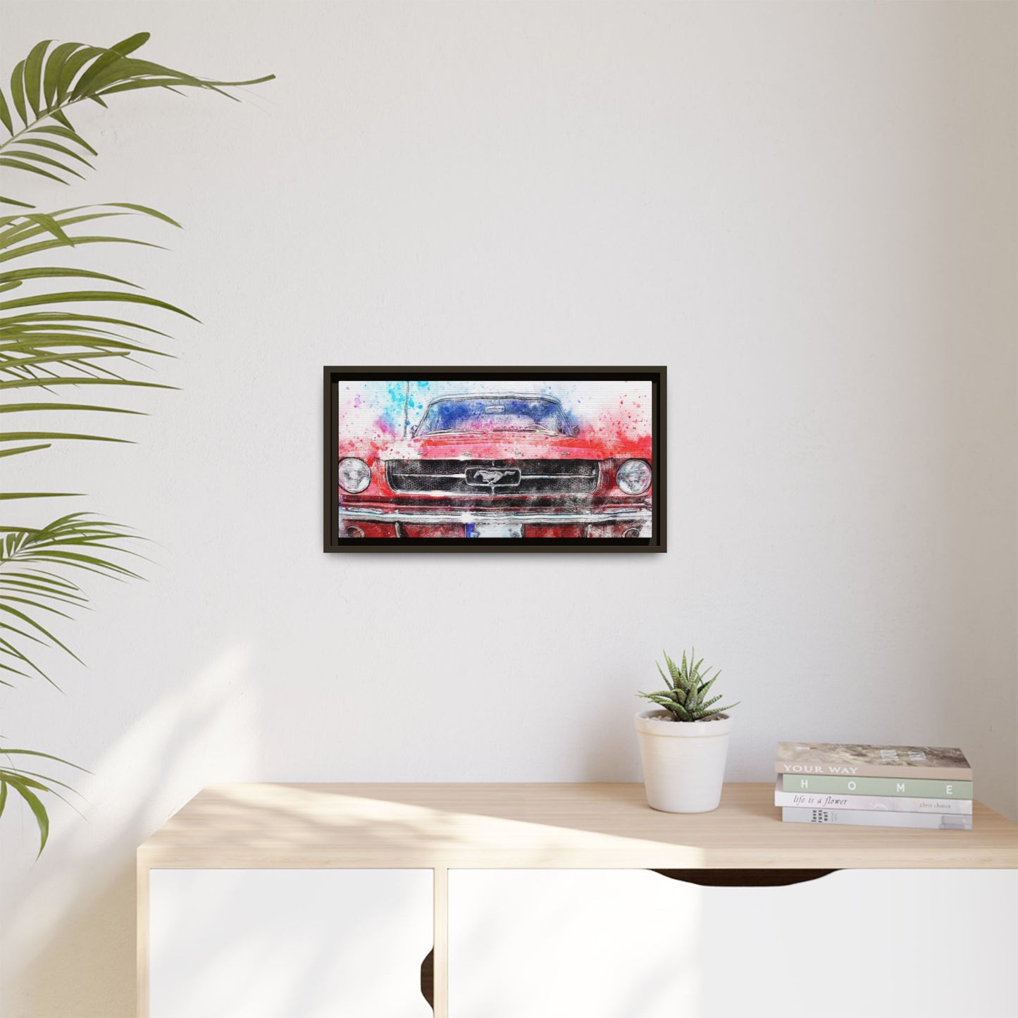 Matte Canvas, Framed Mustang Car