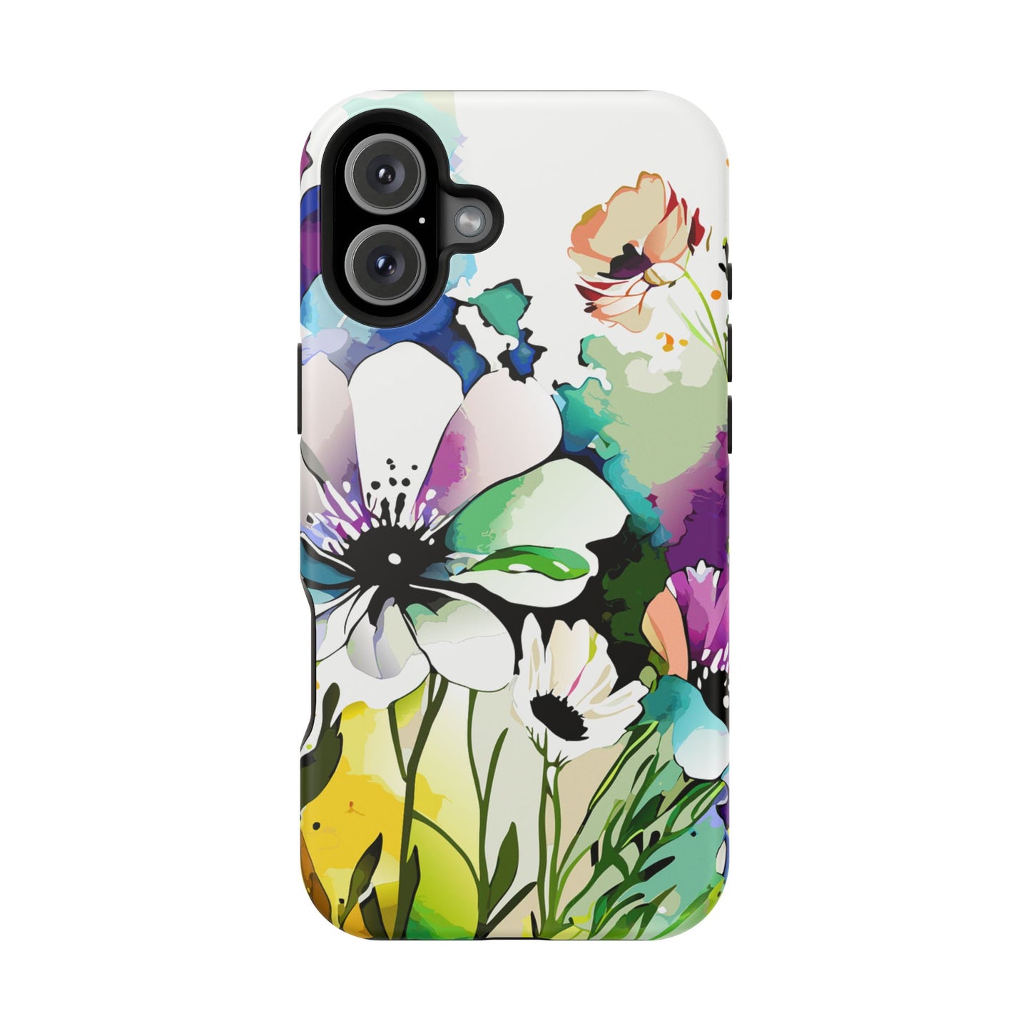 Floral Watercolor Magnetic Phone Case — Impact‑Resistant Protective Cover