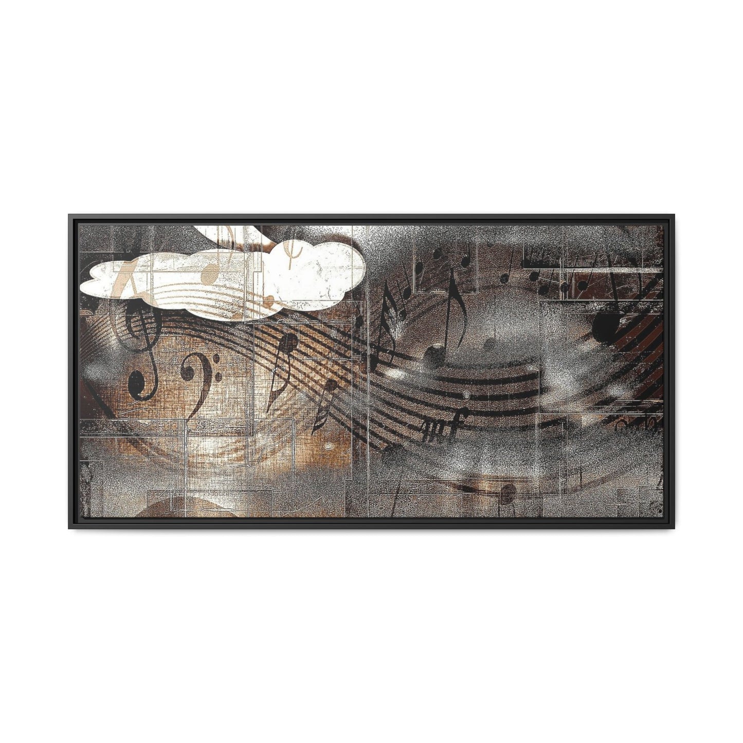 Framed Music Notes Canvas Print — Abstract Vintage Piano & Sheet Music Wall Art