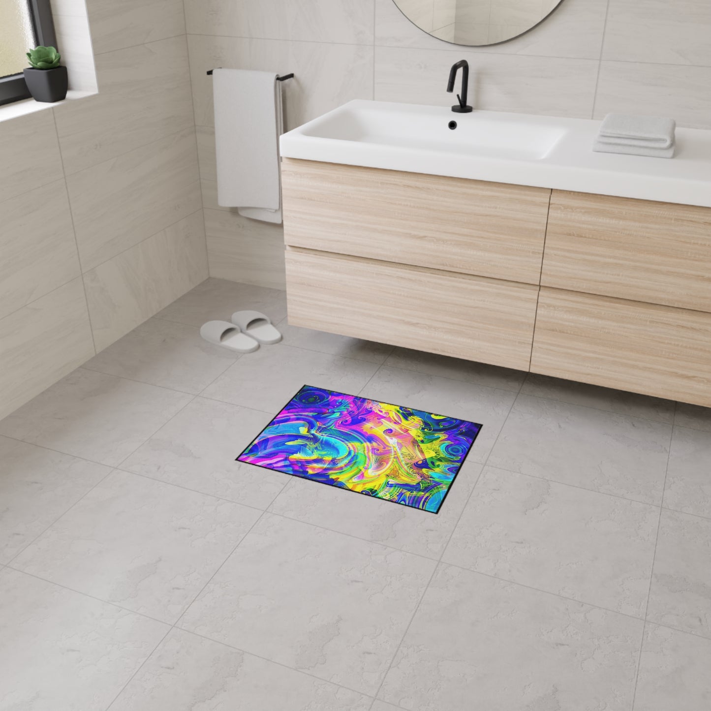 Psychedelic Swirl Heavy Duty Floor Mat — Vivid Abstract Doormat for Entryway & Home