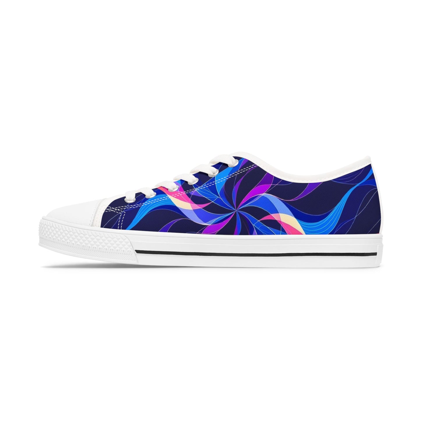 Women's Low Top Sneakers — Blue Purple Swirl Graphic Casual Shoes