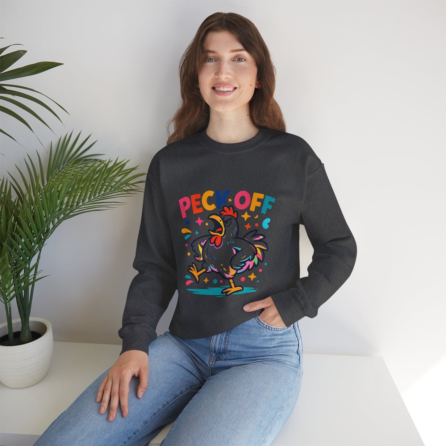 Peck Off Crewneck Sweatshirt – Funny Chicken Graphic Pullover