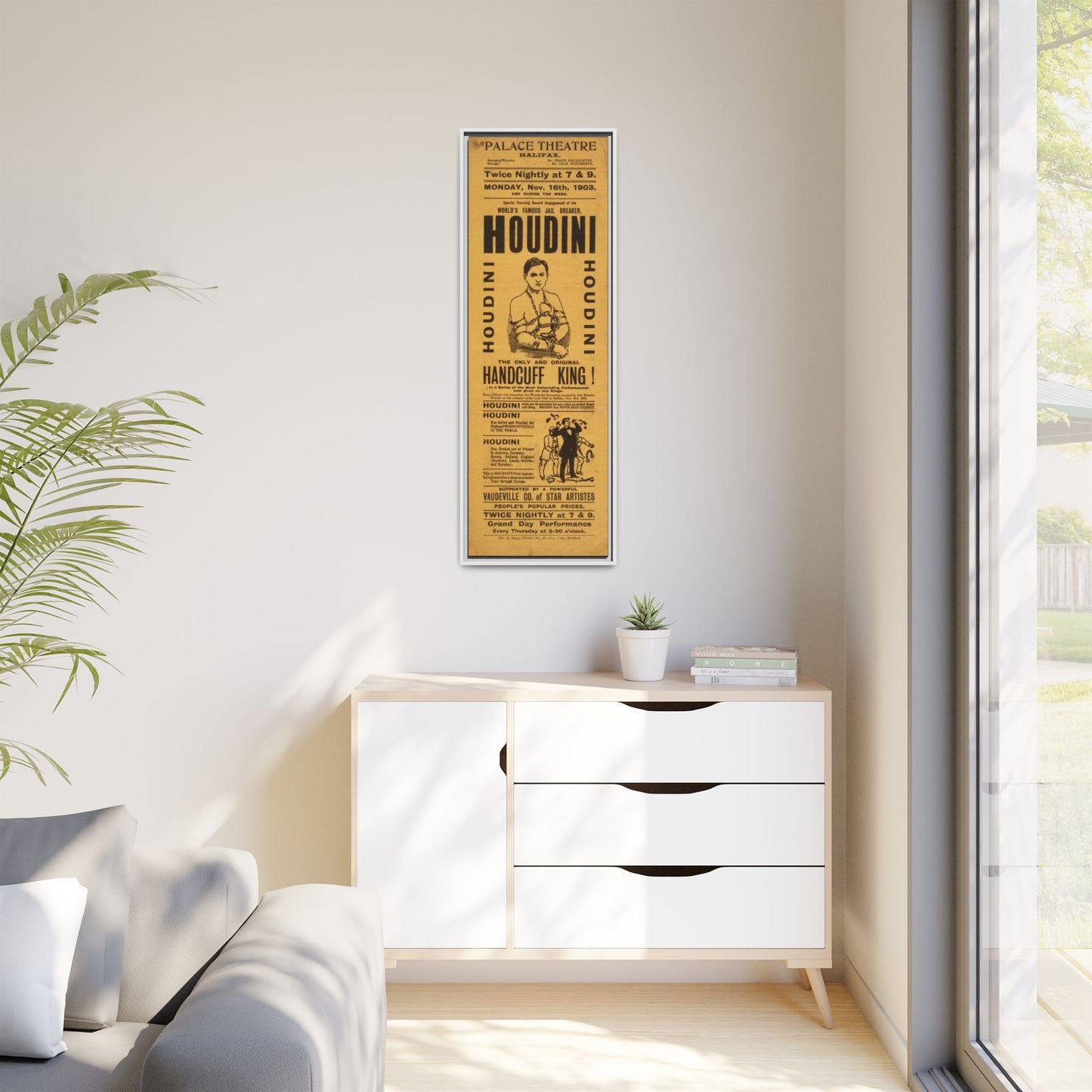 Houdini Vintage Poster Matte Canvas Print (Framed)