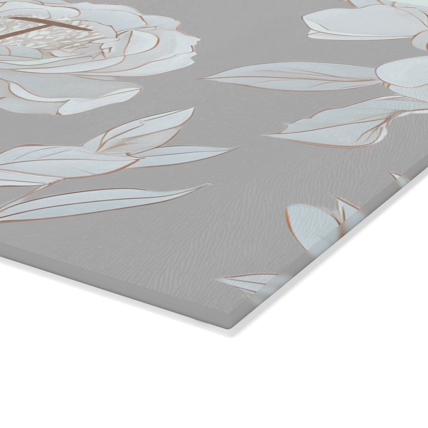 Personalized Floral Glass Cutting Board Letter I