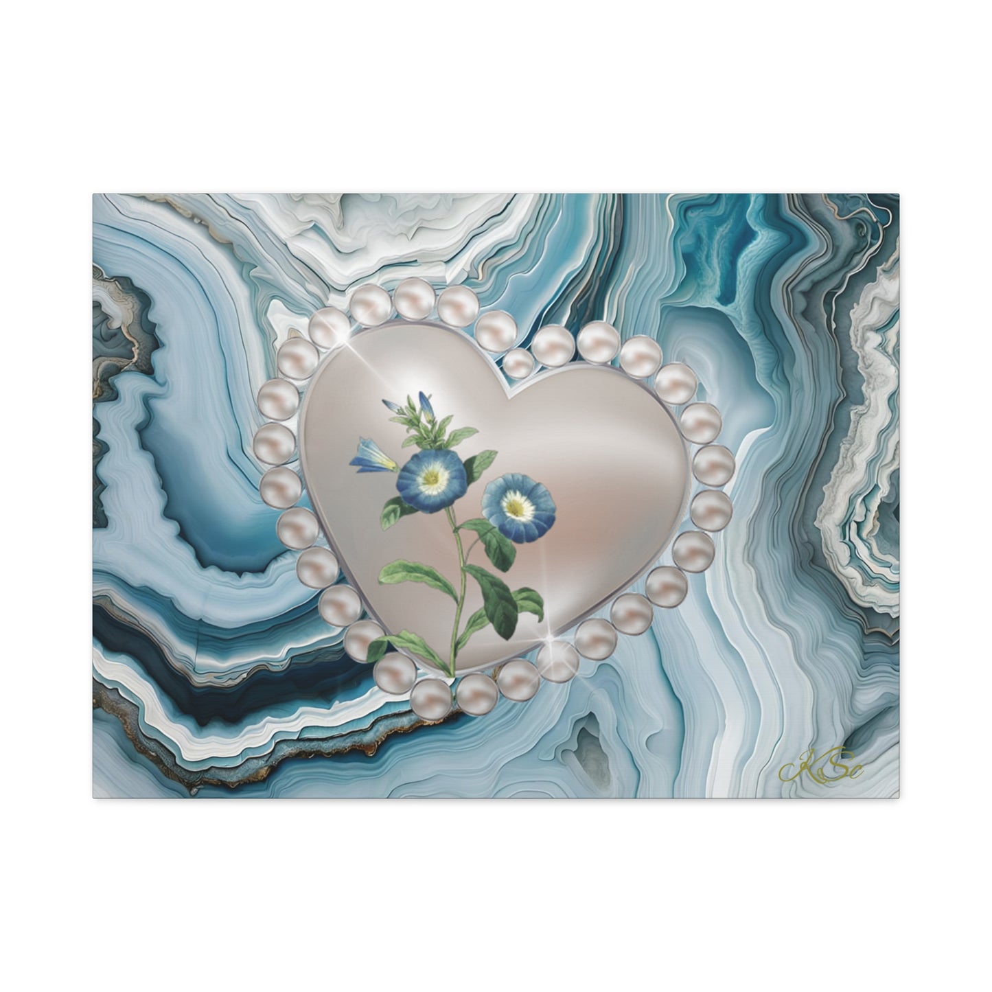 Elegant Floral Heart Canvas Wall Art, Modern Home Decor, Gift for Her