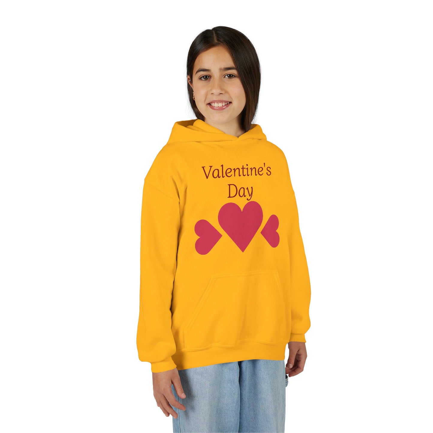 Valentine's Day Kids Hoodie - Pink Heart Trio Youth Sweatshirt