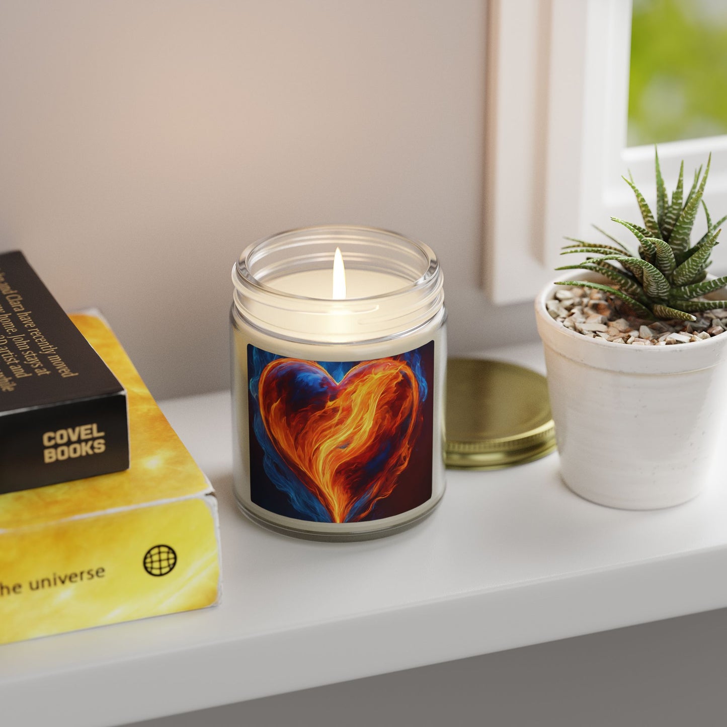Coconut Apricot Scented Candle — Fiery Heart Jar (4oz/9oz)