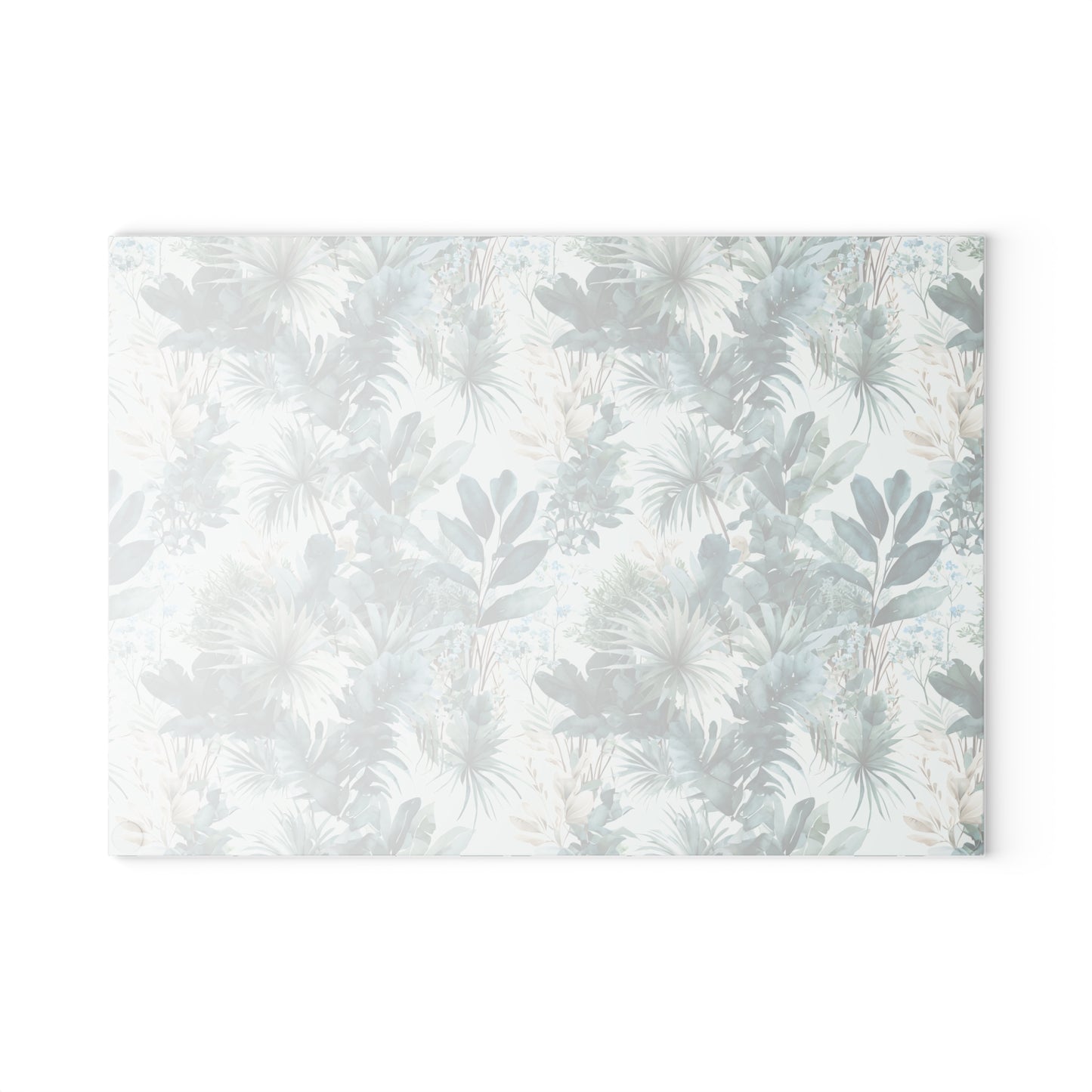 Botanical Glass Cutting Board - Teal Tropical Palm Pattern