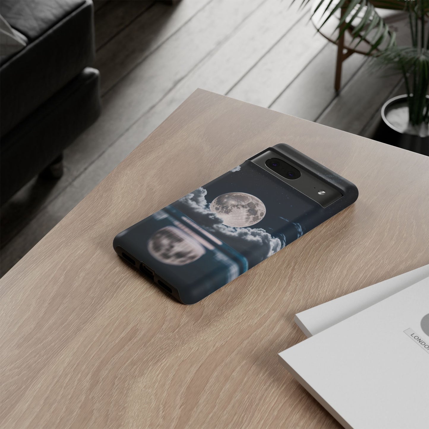Moonlit Reflection Phone Case — Night Sky Moon & Clouds Tough Case