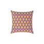 Geometric Retro Diamond Throw Pillow — Pink & Mustard Accent Cushion