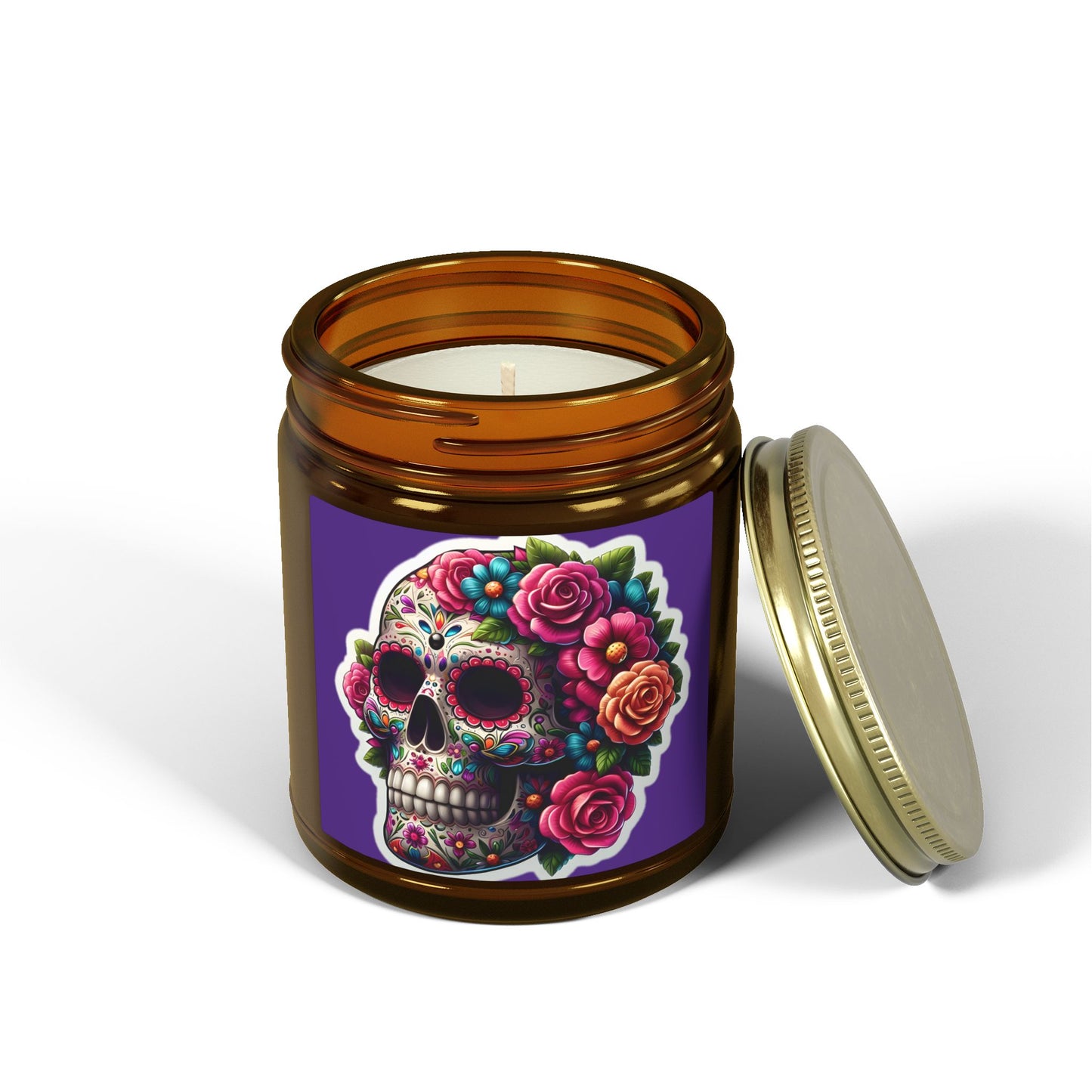 Day of the Dead Sugar Skull Scented Candle — Coconut Apricot Wax (4oz & 9oz)