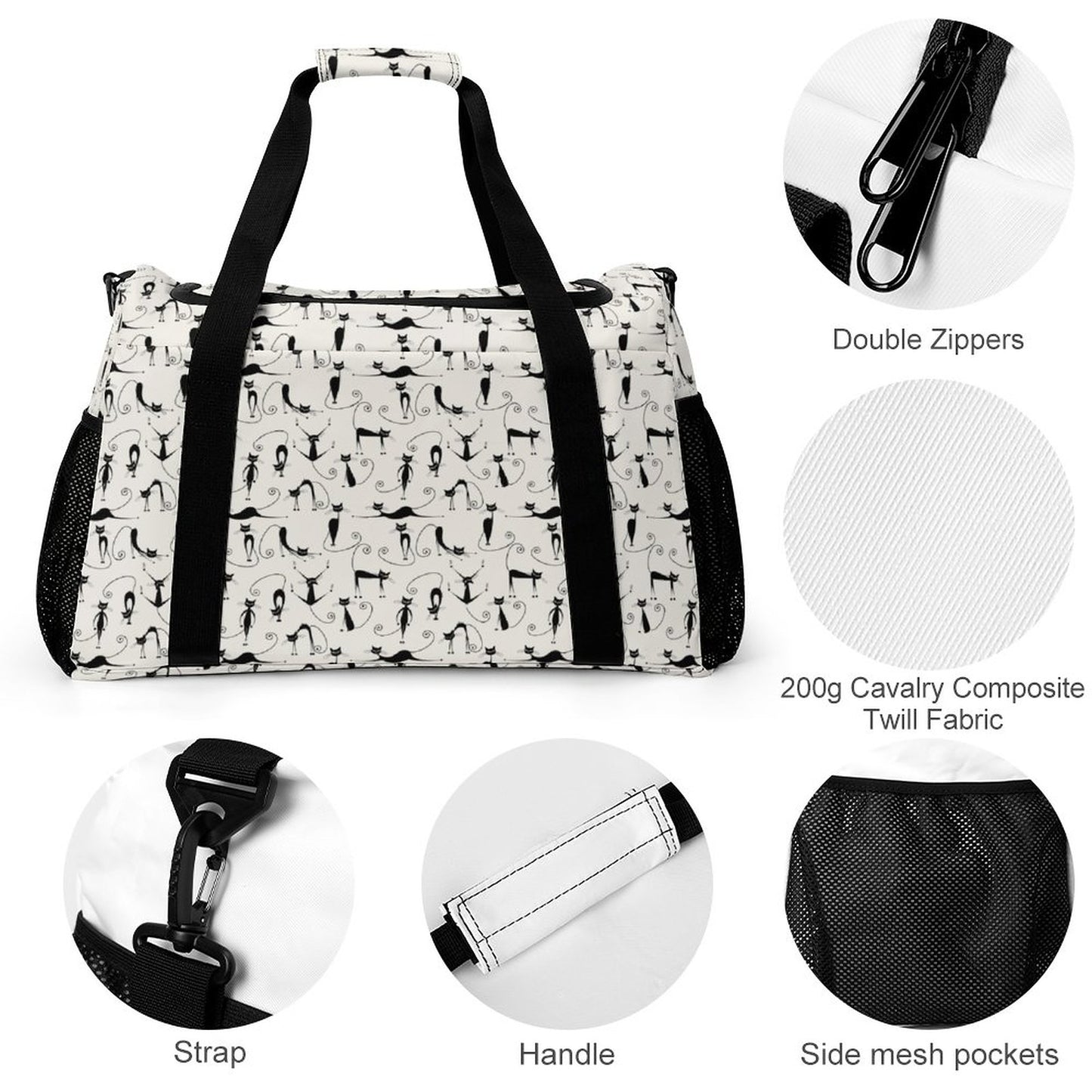 Travel Duffel Bag - Black cats