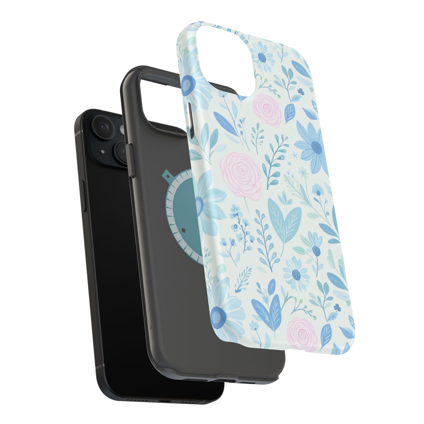 Floral Pastel Magnetic Impact Phone Case — Blue & Pink Botanical Design