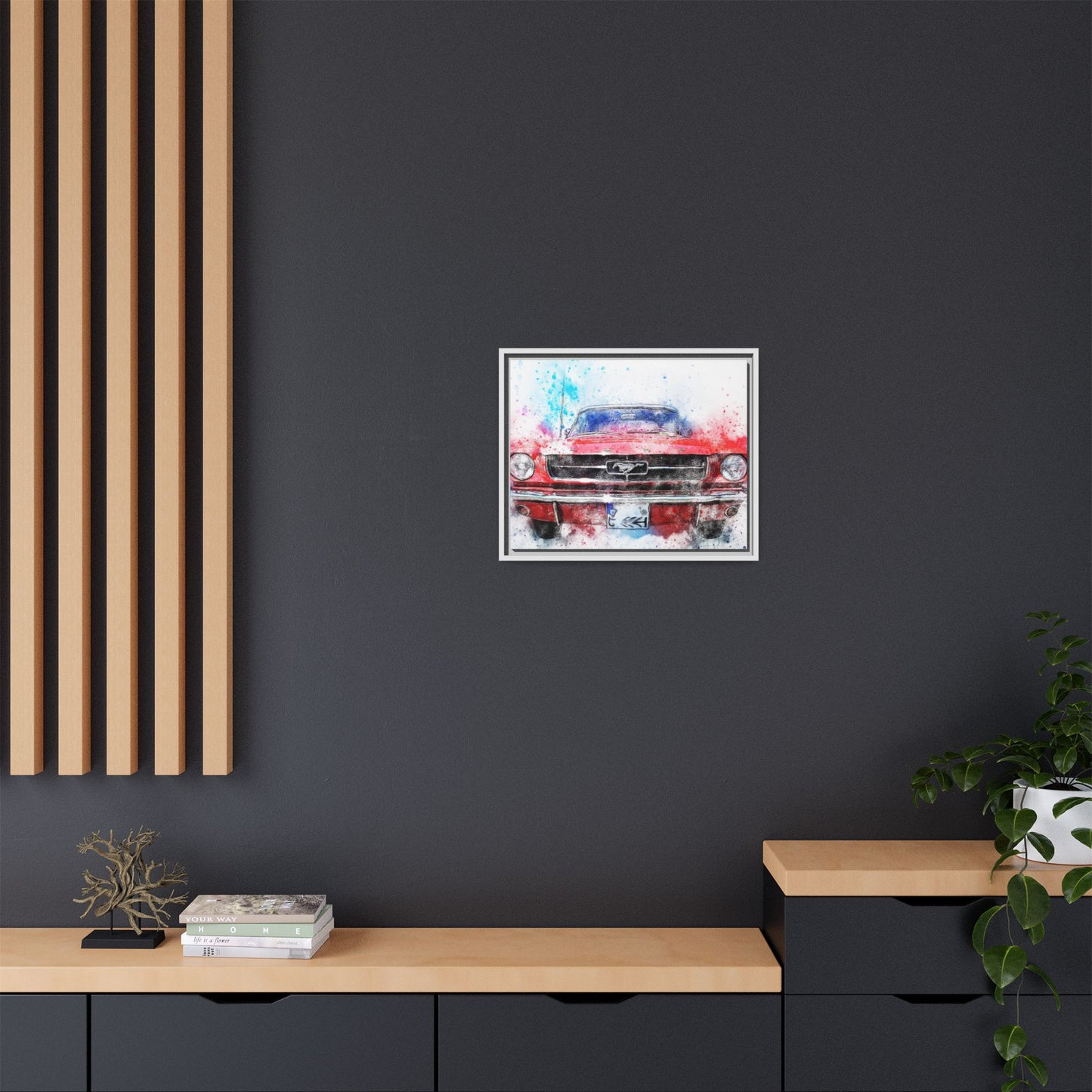 Matte Canvas, Framed Mustang Car