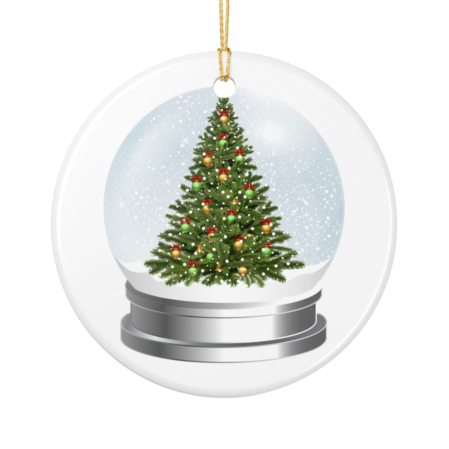 Christmas Tree Snow Globe Ceramic Ornament – Double‑Sided Holiday Decoration