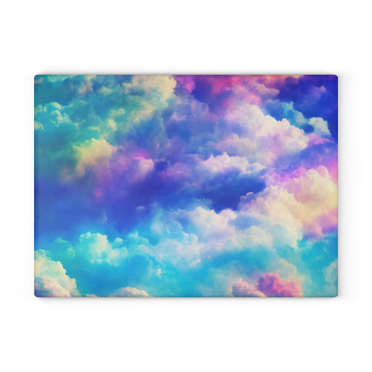 Colorful Cloud Glass Cutting Board, Kitchen Decor, Gift for Home Chefs, Unique Kitchenware, Cooking Gift, Home & Living Decorative Board