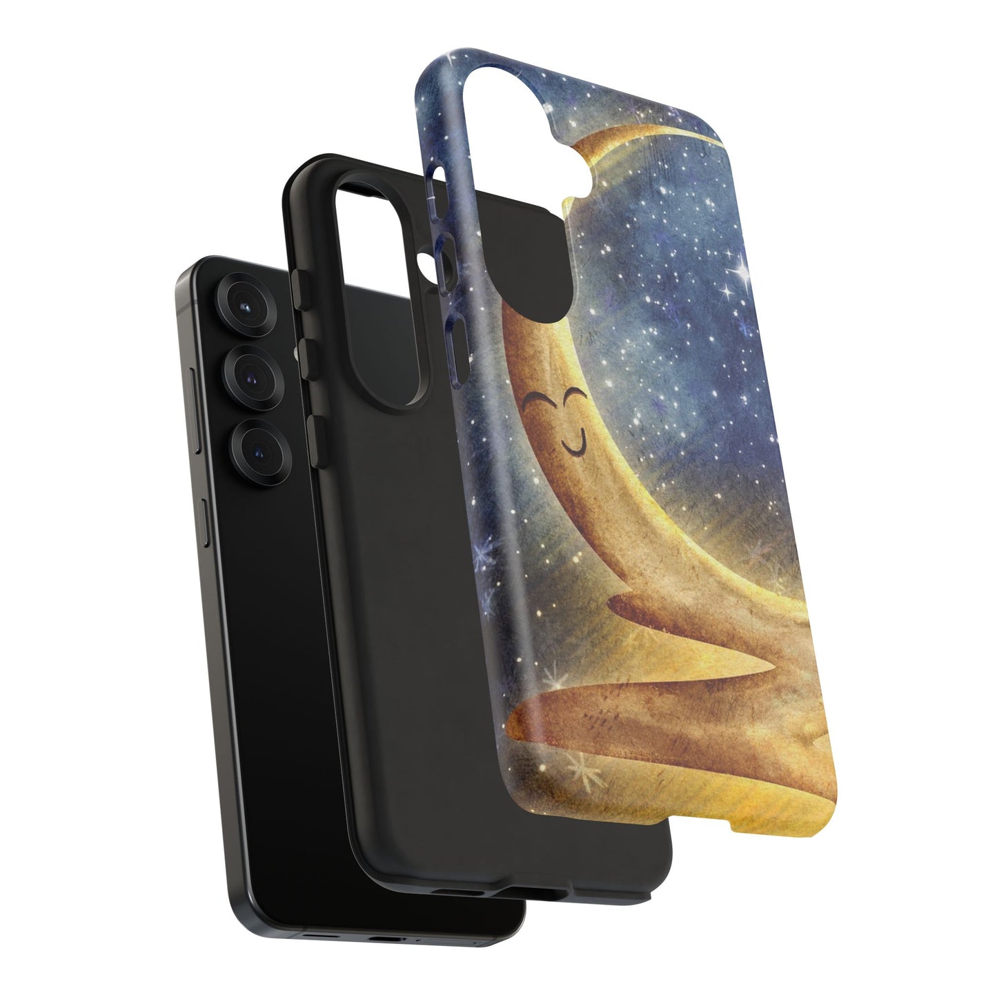 Moonlit Smile Phone Case — Starry Night Crescent Moon iPhone Cover