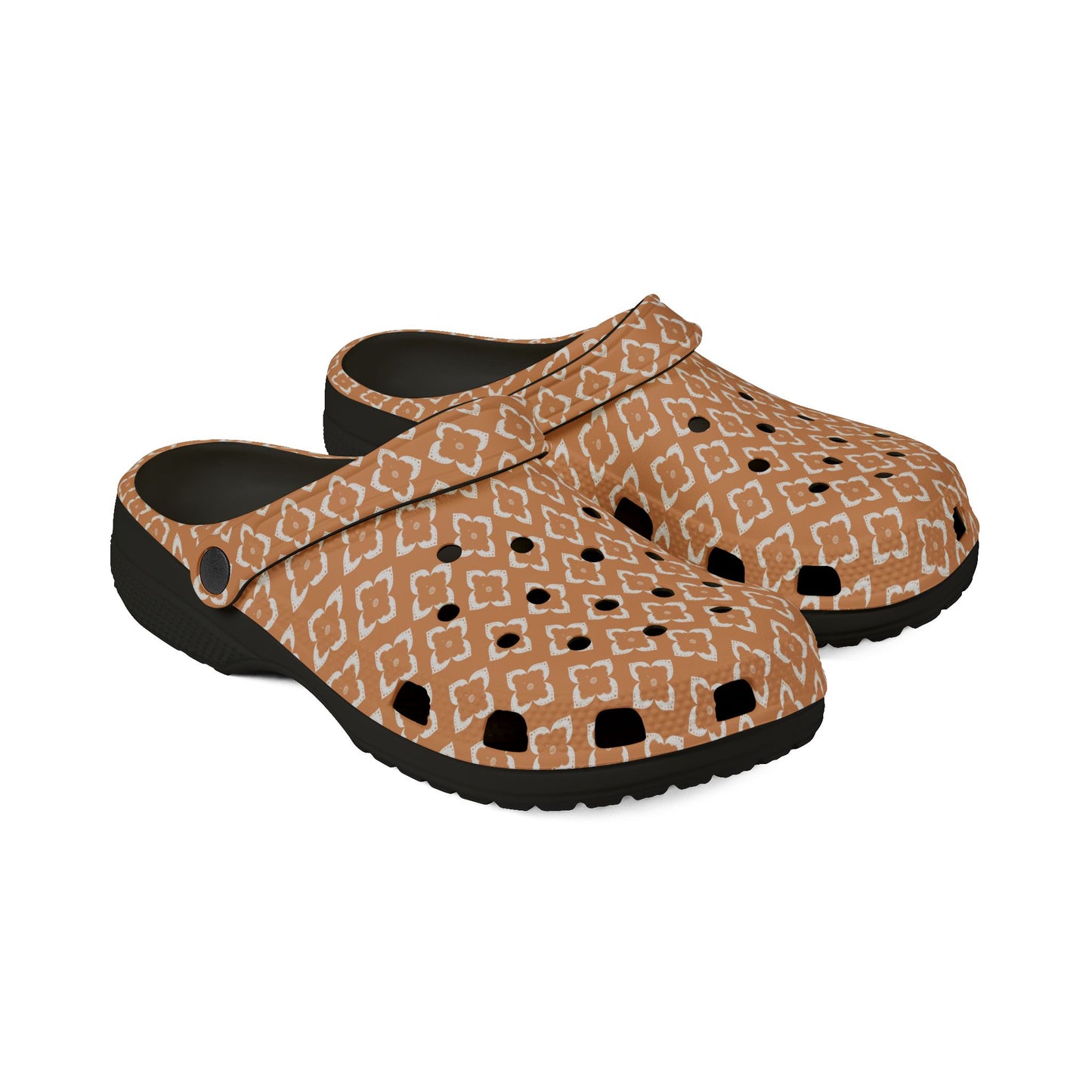 EVA Foam Clogs — Terracotta Geometric Pattern Slip-On Shoes