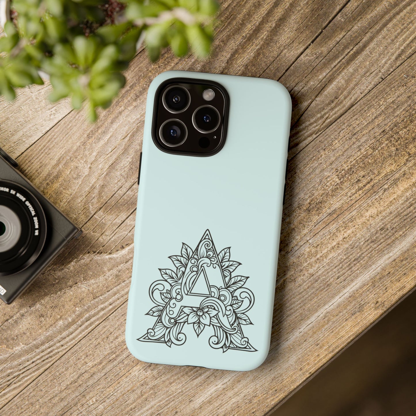 Personalized Tough Phone Case, Floral Monogram Cell Phone Cover, Custom Protective Case, Unique Gift, Birthday, Graduation