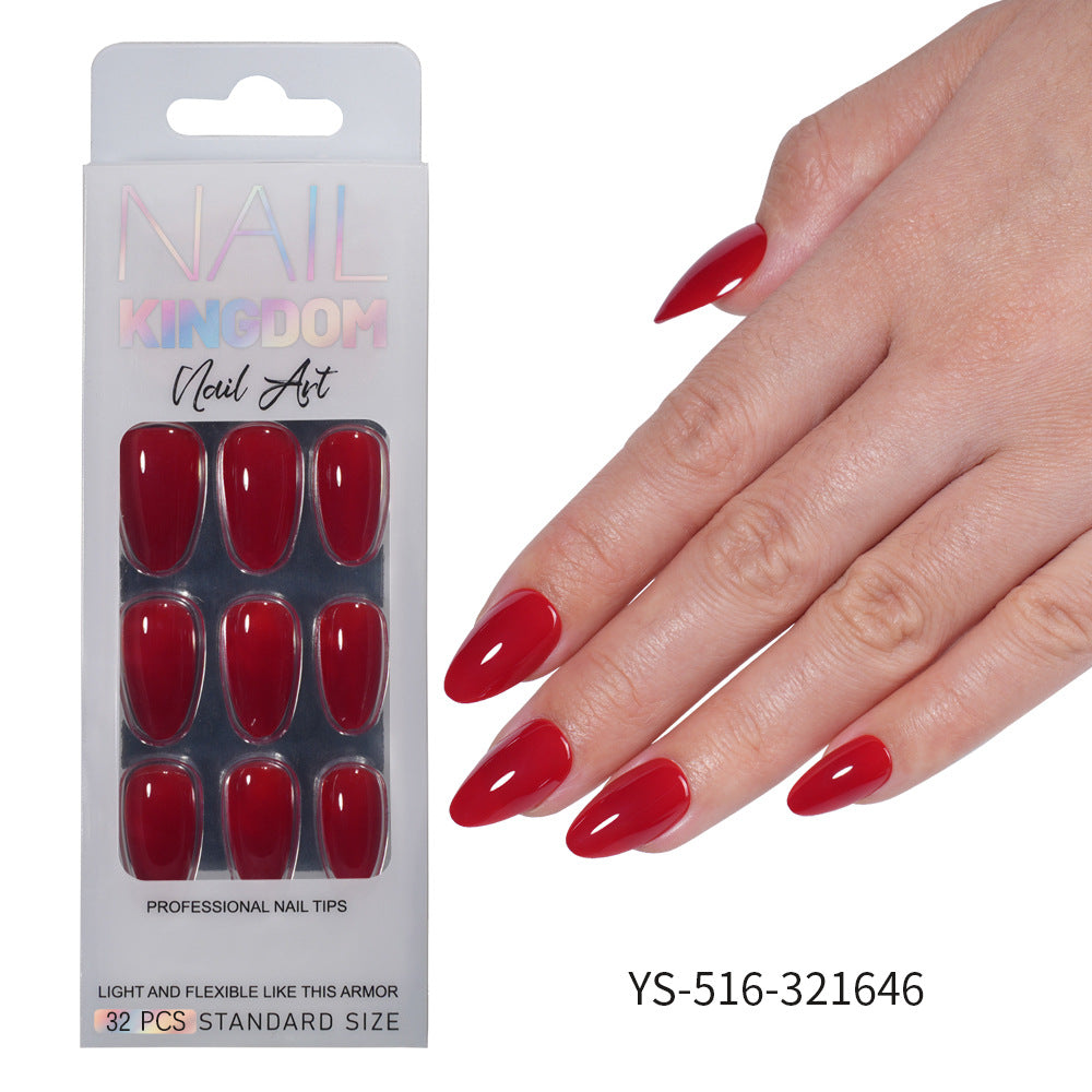 Press on nails Advanced Aurora Fine Flash Almond Short Nail Film Removable Fake Nail Prefabricated Solid Color – Image 6