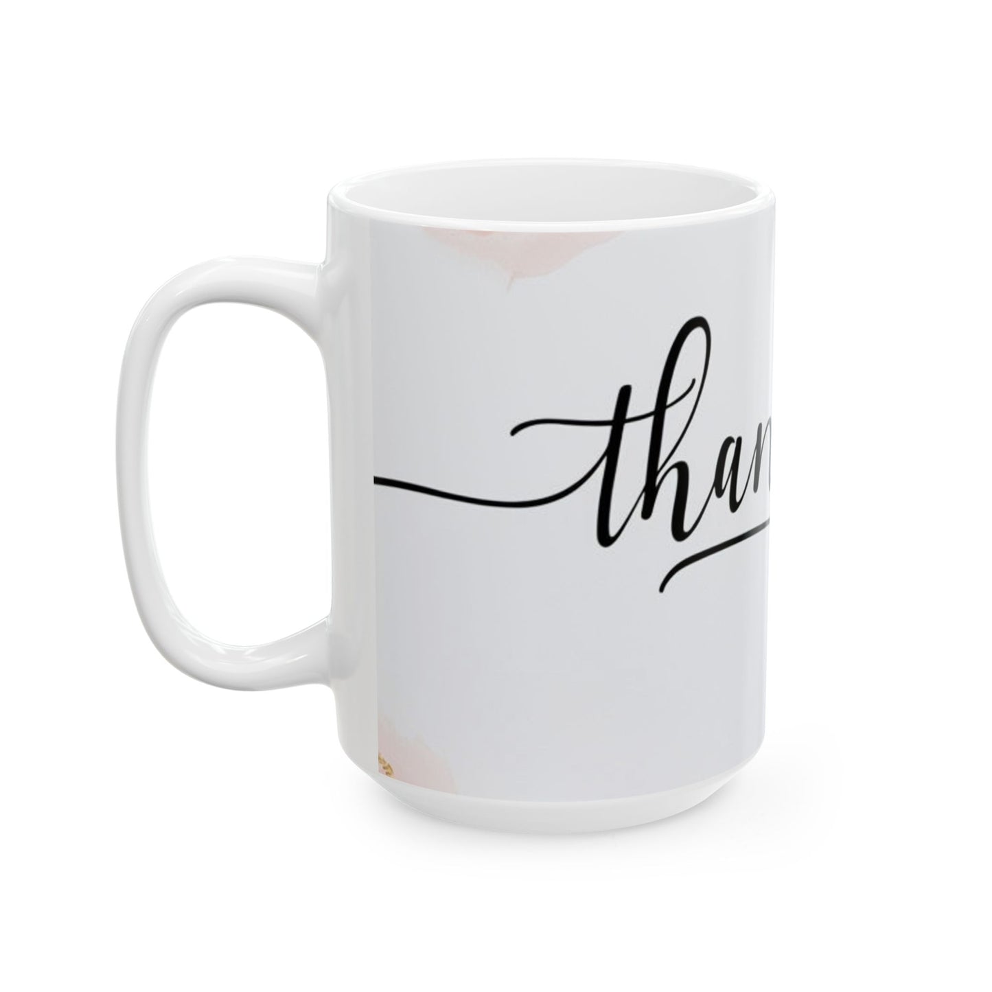 Thank You Ceramic Mug — Elegant Script & Pink Marble Accent (11oz, 15oz)