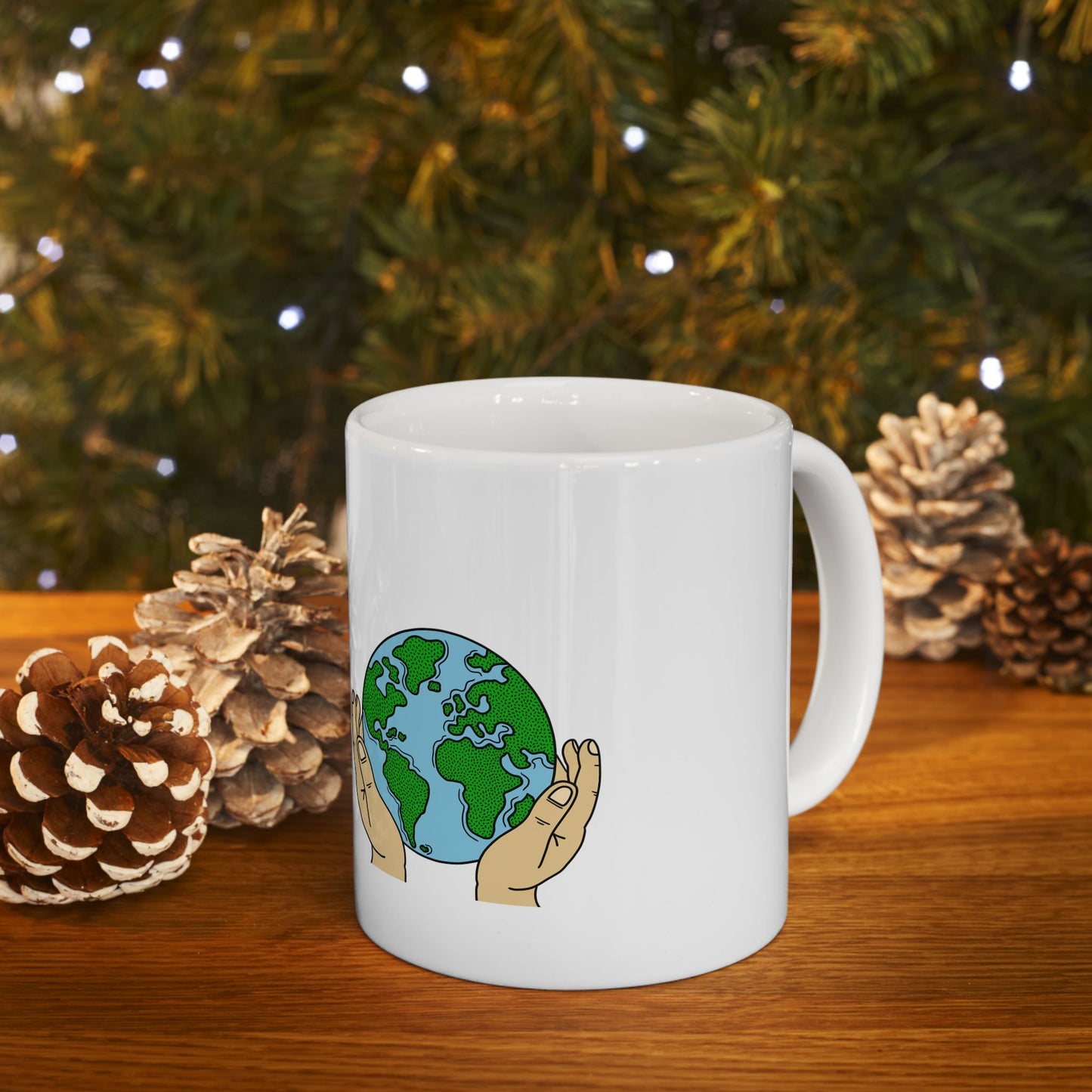 Save Your Mother Earth Ceramic Mug – Eco-Friendly Earth Illustration (11oz, 15oz)