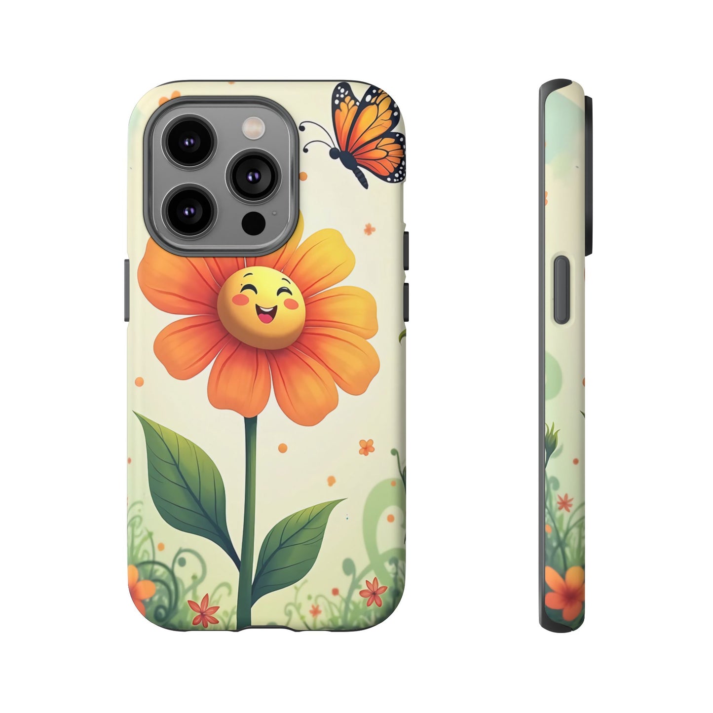 Floral Phone Case with Butterfly Design, Cute Flower Phone Cover for Nature Lovers, Eco-Friendly Gift, Spring Vibes, Birthday Present
