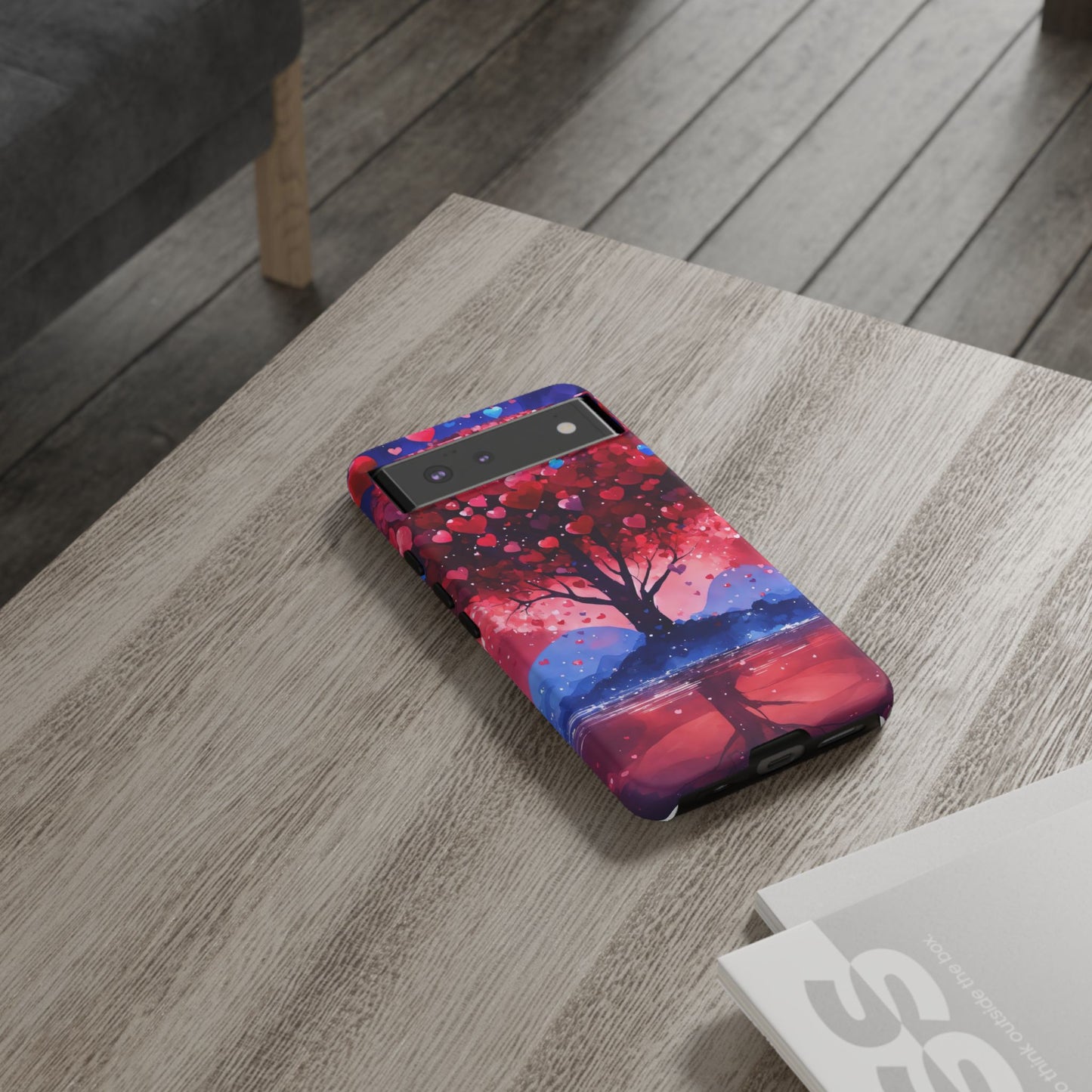Heart Tree Phone Case — Romantic Red & Blue Protective Tough Case