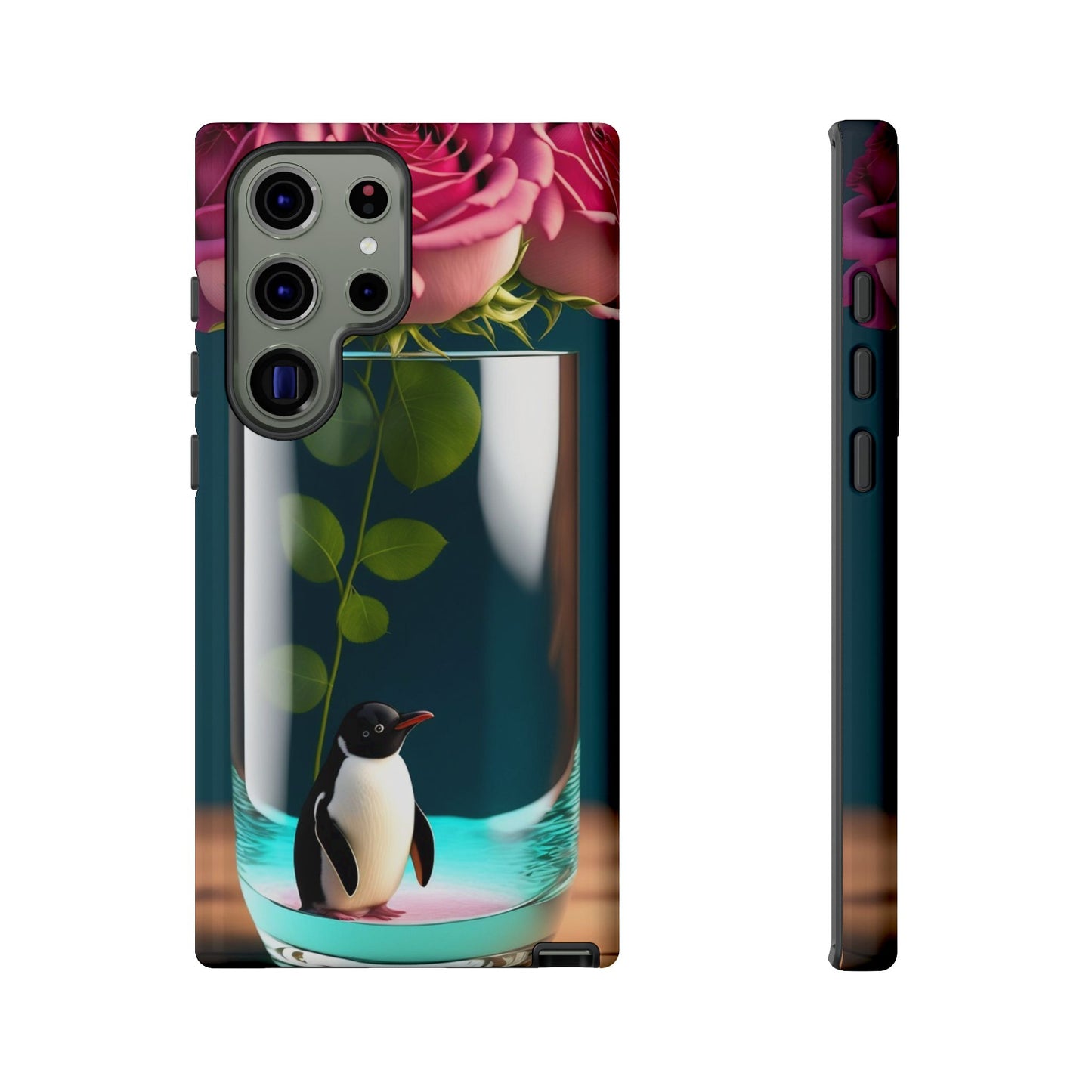 Penguin in a Glass Floral Tough Phone Case — Cute Protective Phone Cover