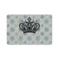 Crown Pattern Pet Food Mat — Royal Blue Decorative Cat & Dog Bowl Placemat (12x18)