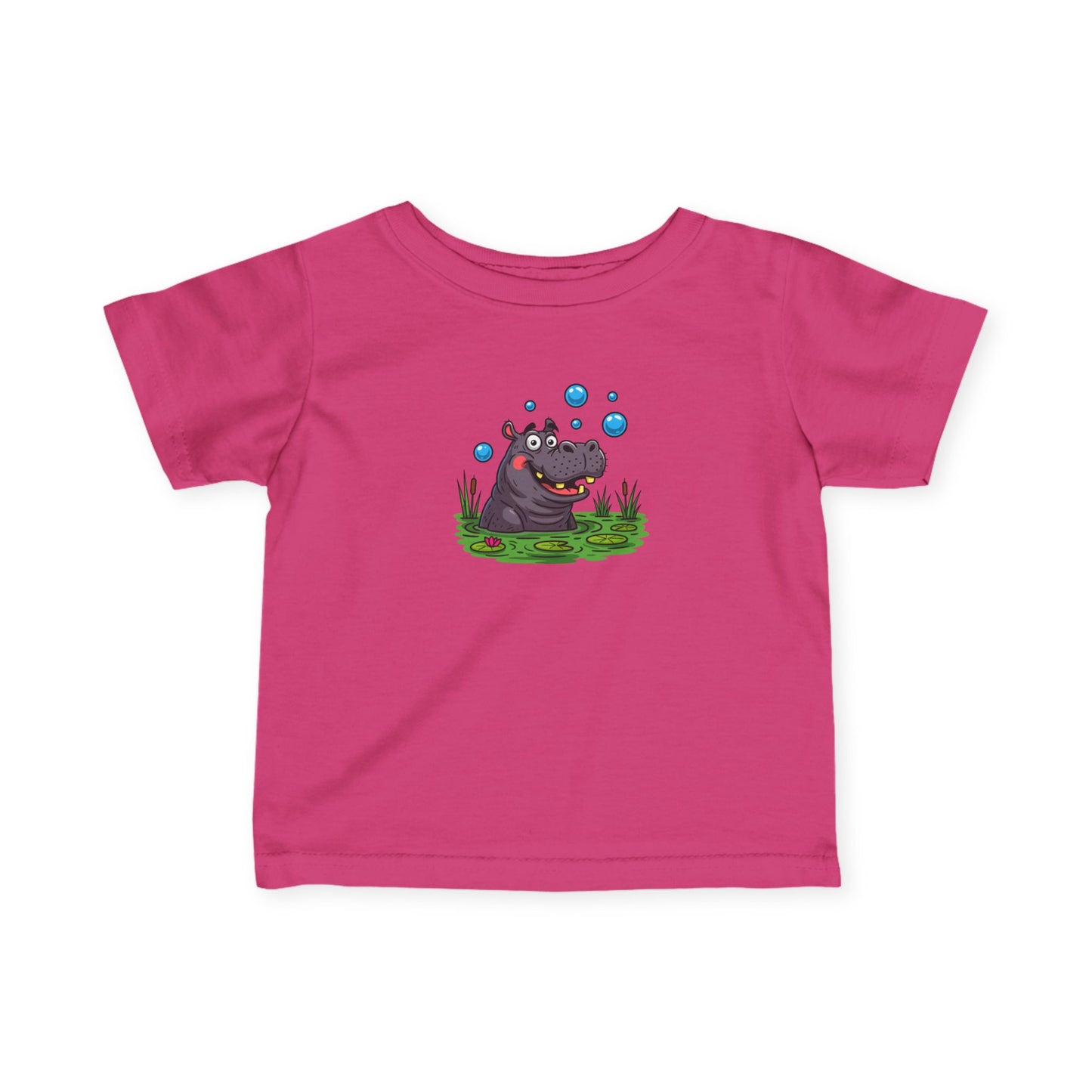 Cute Hippo Infant Tee with Bubbles, Baby Shirt, Toddler T-Shirt, Fun Kids Clothing, Unique Baby Gift, Pram Outfit