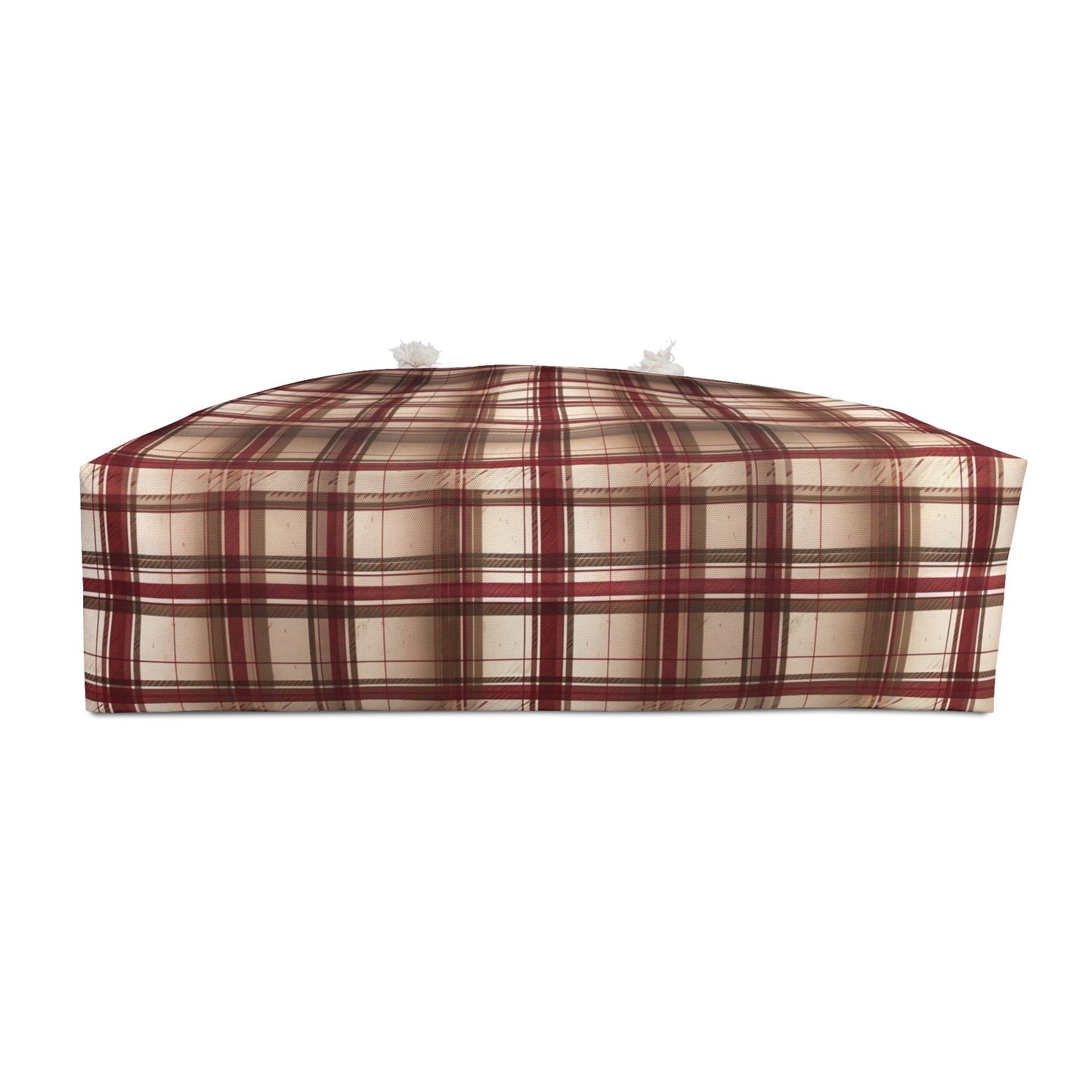 Plaid Weekender Bag — Rustic Brown & Burgundy Travel Tote