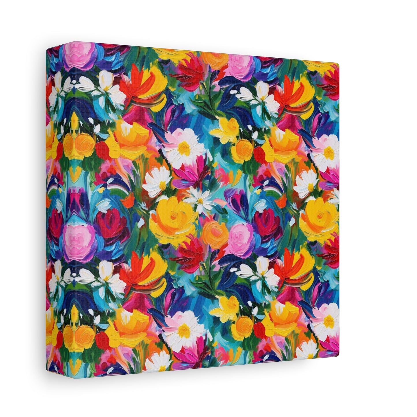 Vibrant Floral Matte Canvas Wall Art — Colorful Garden Print, Stretched 1.25"