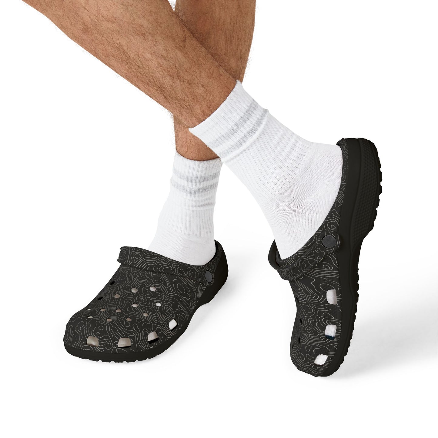 EVA Foam Clogs — Lightweight Black Swirl Slip‑On Shoes