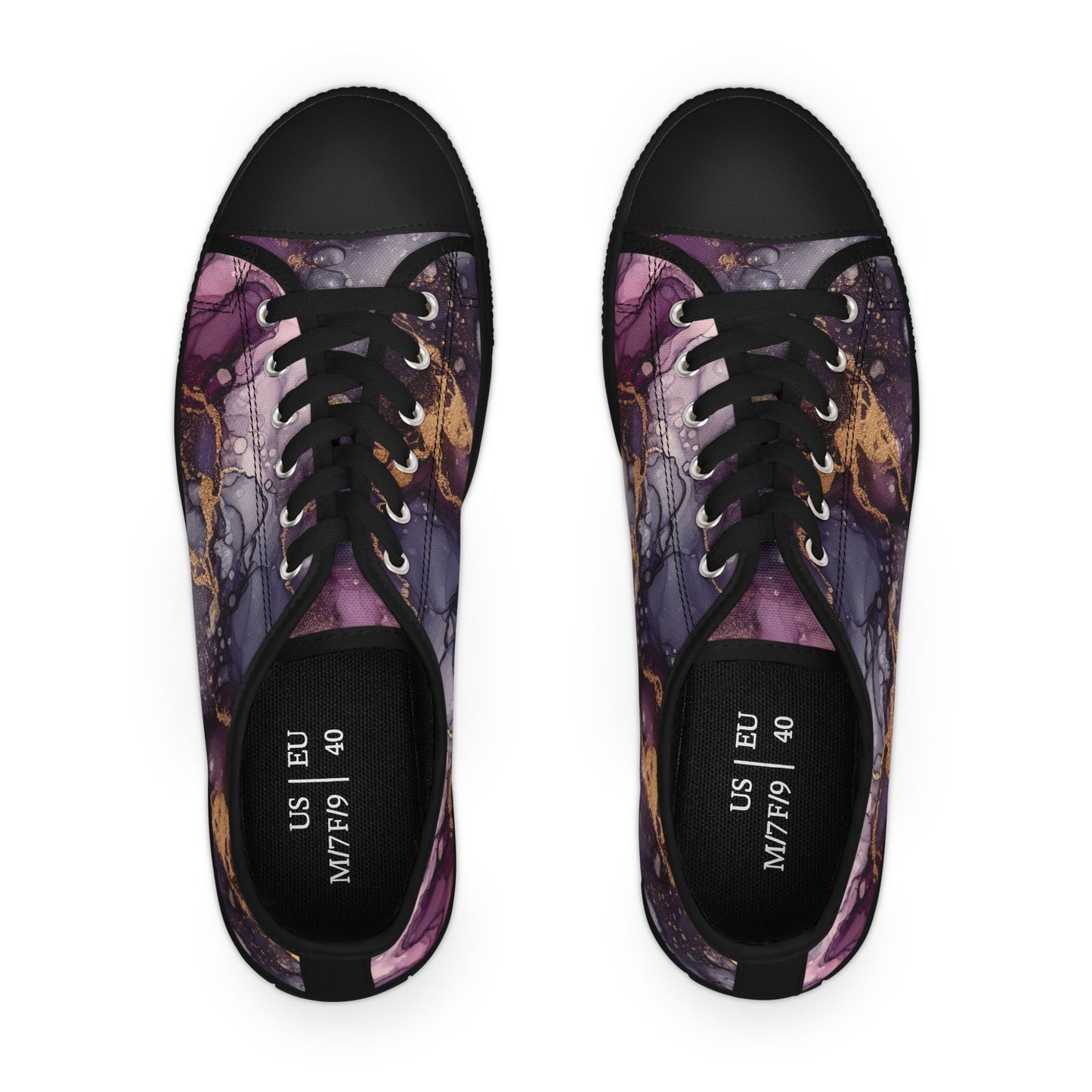 Low Top Sneakers — Purple Marble Galaxy Print