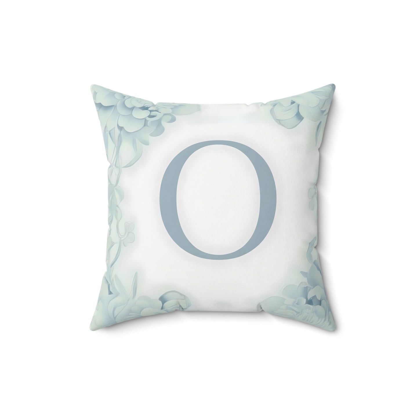 Monogram O Floral Throw Pillow — Soft Pastel Decorative Square Accent Cushion