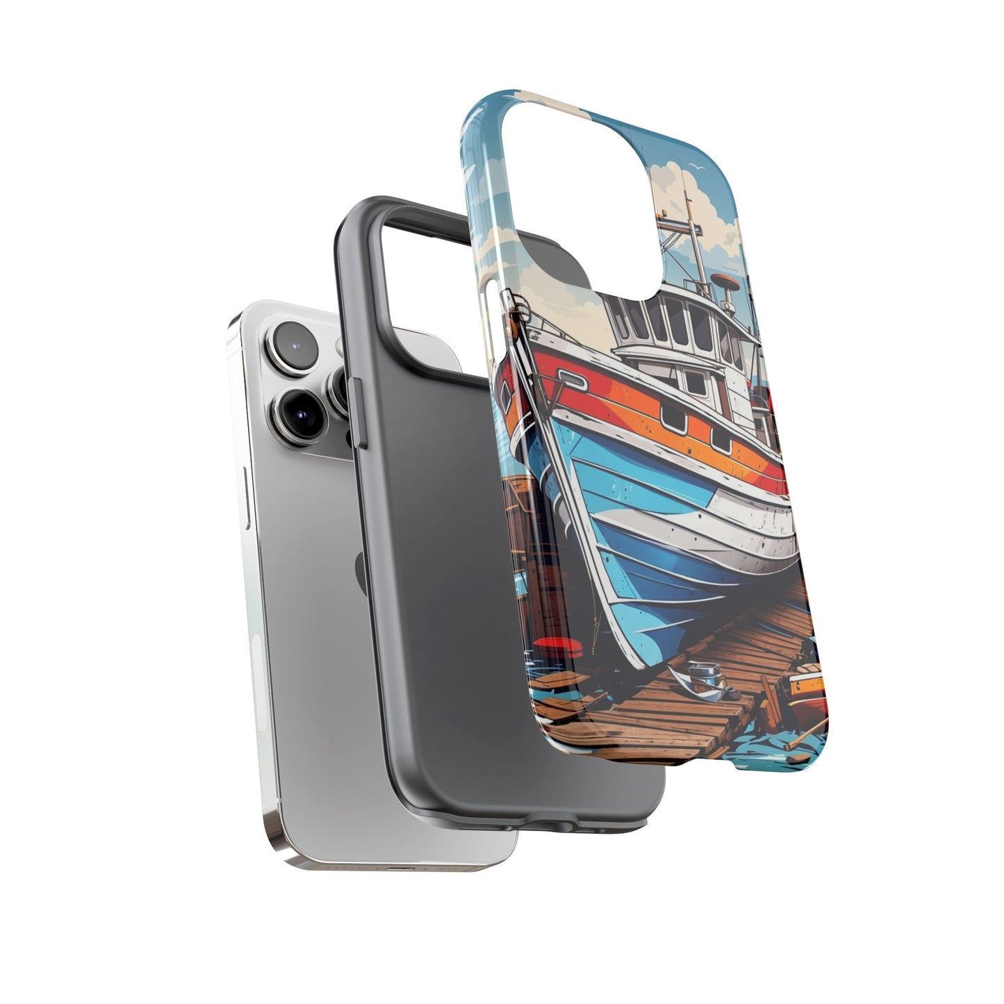 Colorful Fishing Boat Phone Case | Nautical Gift, Marine Design, Coastal Aesthetic, Summer Vibes, Sea Lover's Accessory