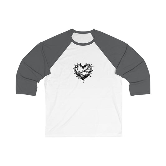 Heart Crown 3/4 Sleeve Baseball Tee, Unisex Casual Shirt, Gift for Him/Her, Trendy Sports Top, Cute Couple T-Shirt