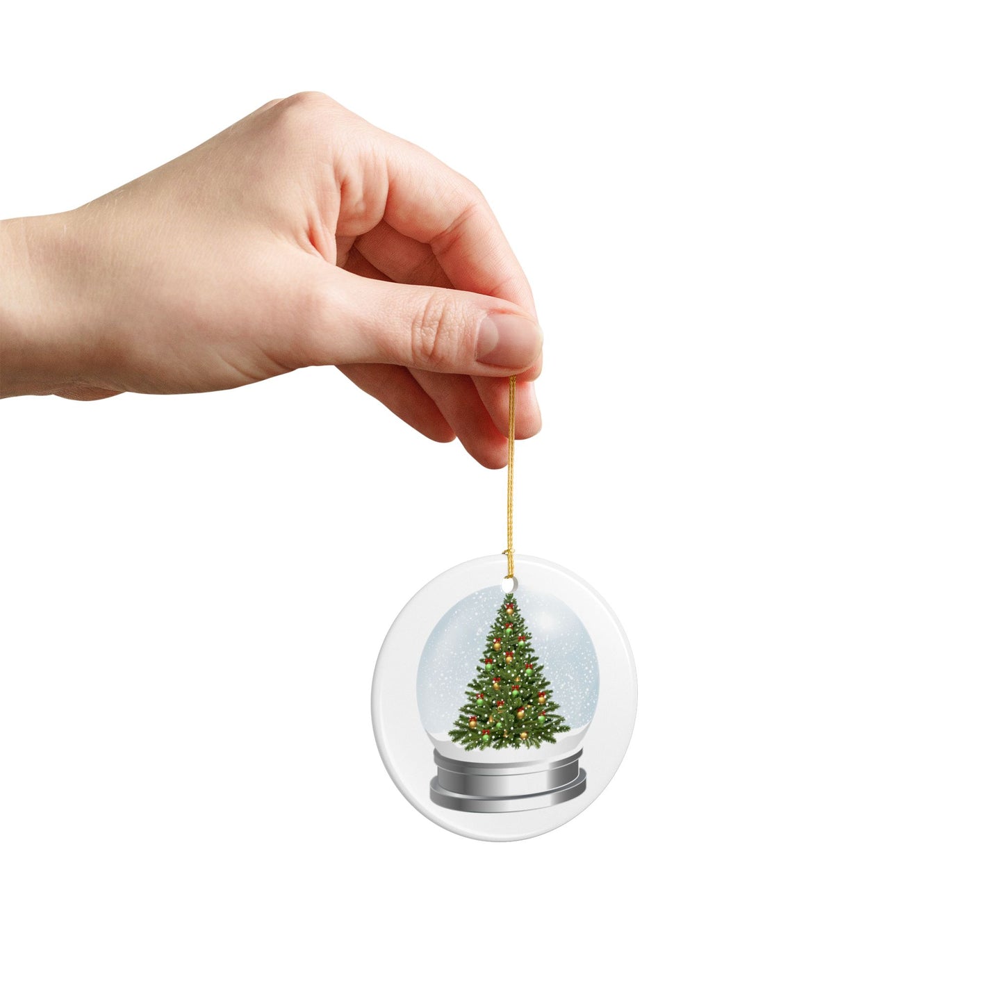 Christmas Tree Snow Globe Ceramic Ornament – Double‑Sided Holiday Decoration