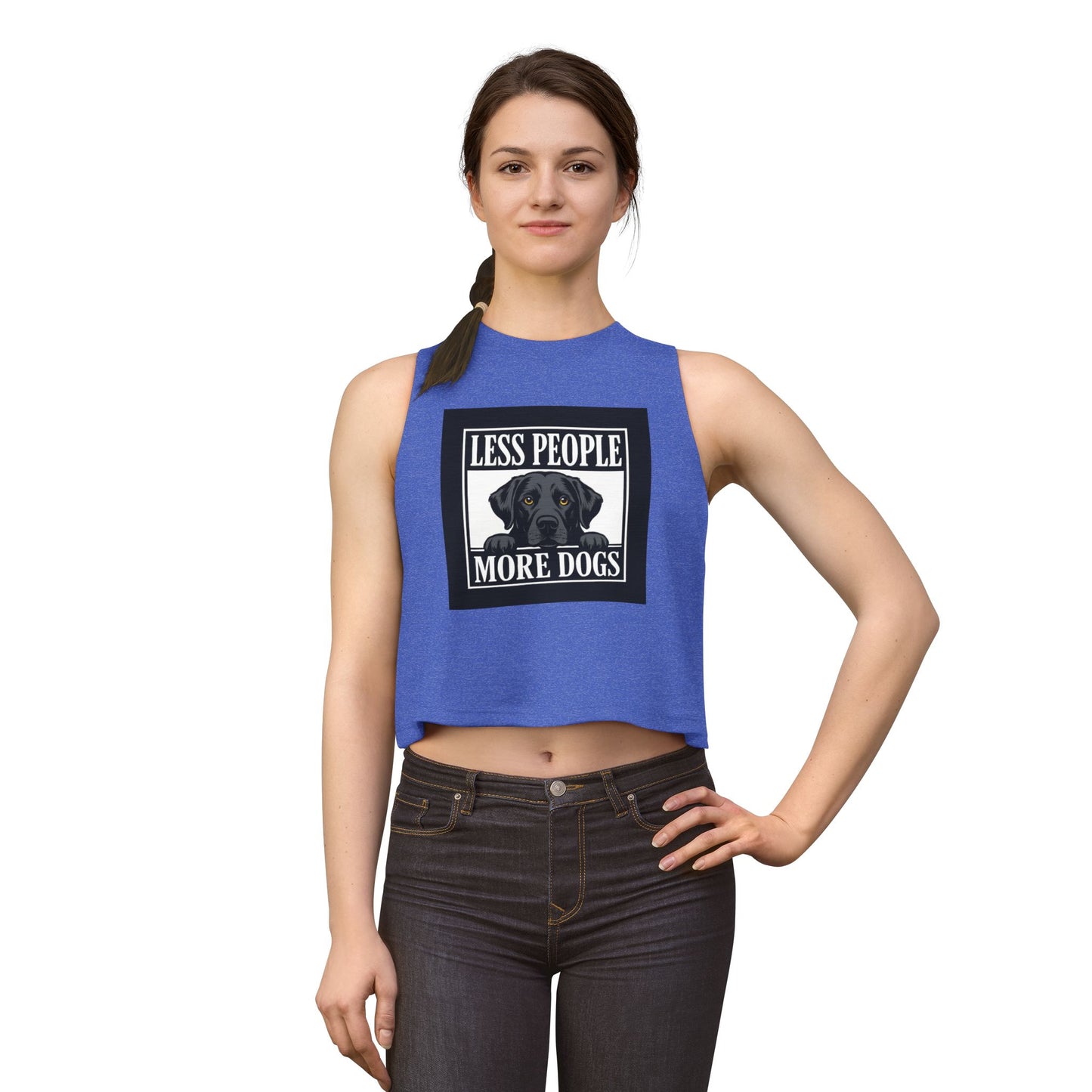 Less People More Dogs Crop Top – Cute Black Lab Graphic Tank for Dog Lovers